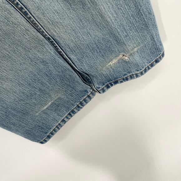 Levi's 505 VINTAGE Straight Leg Black Batwing Light Wash Jeans 38x32 Blue USA - Picture 8 of 13